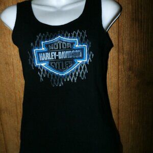 Vintage Harley Davidson Women's Medium Black Tank Top